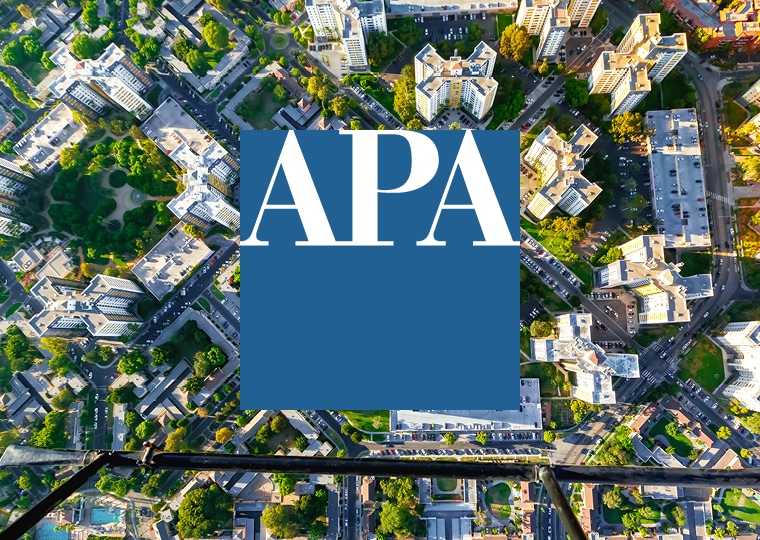 APA Logo over city aerial