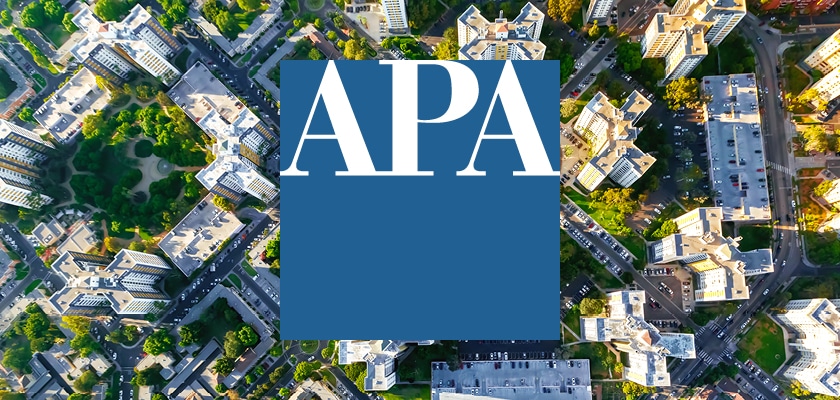 APA Logo over city aerial