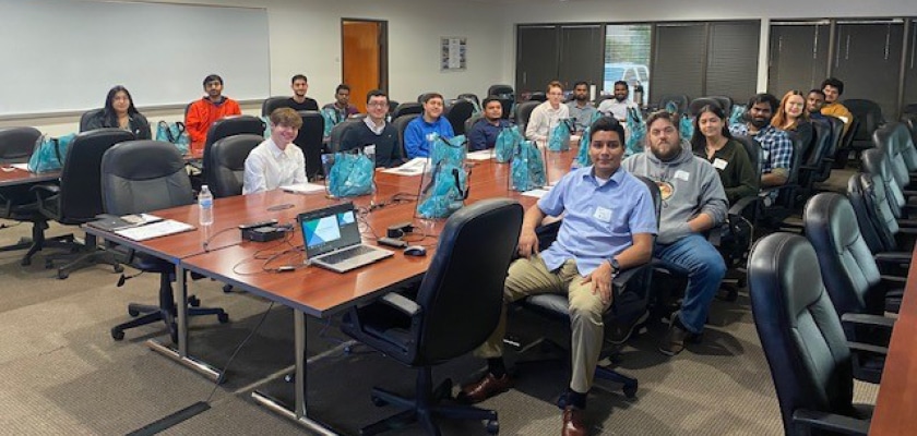 UTA engineering students visiting the Dallas office