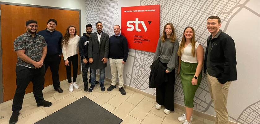 STV employees with students from the Structural Engineers Association of New York (SEAoNY)