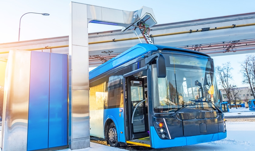 High-voltage electric charging station for charging electric buses