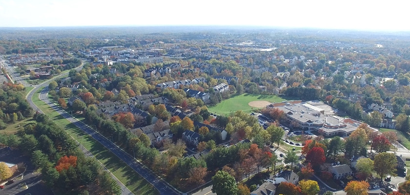 Aerial view of Montgomery County Maryland